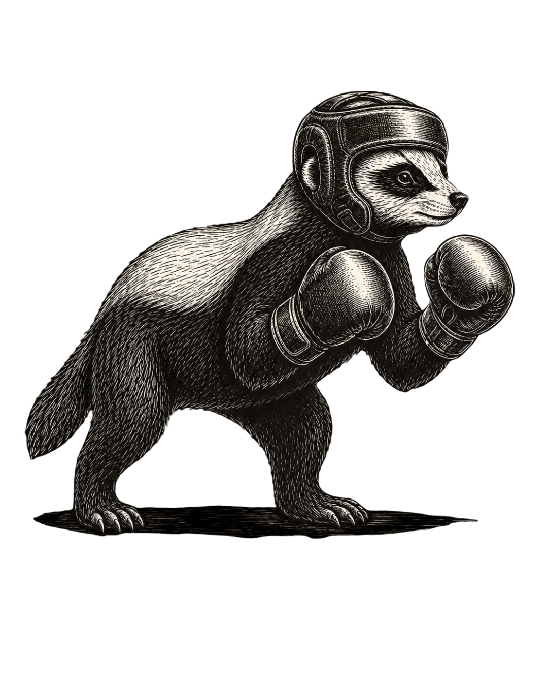 Honey badger in full sparring kit with headgear and gloves — Change & Scale Sparring